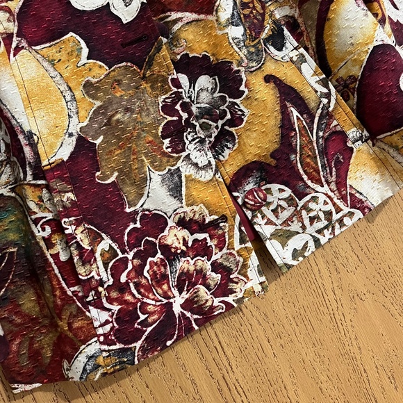 Chico’s Vibrant Multi Floral Print Silk Blend Blazer in Textured Fabric Sz-M - Picture 3 of 6